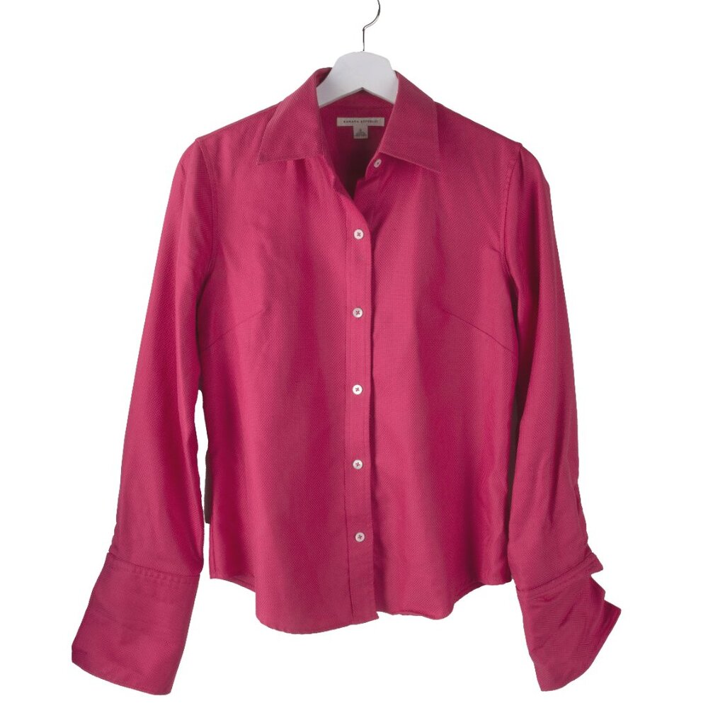 BANANA REPUBLIC Womens Shirt Long Sleeve French Cuffs 100% Cotton Pink Fuchsia S